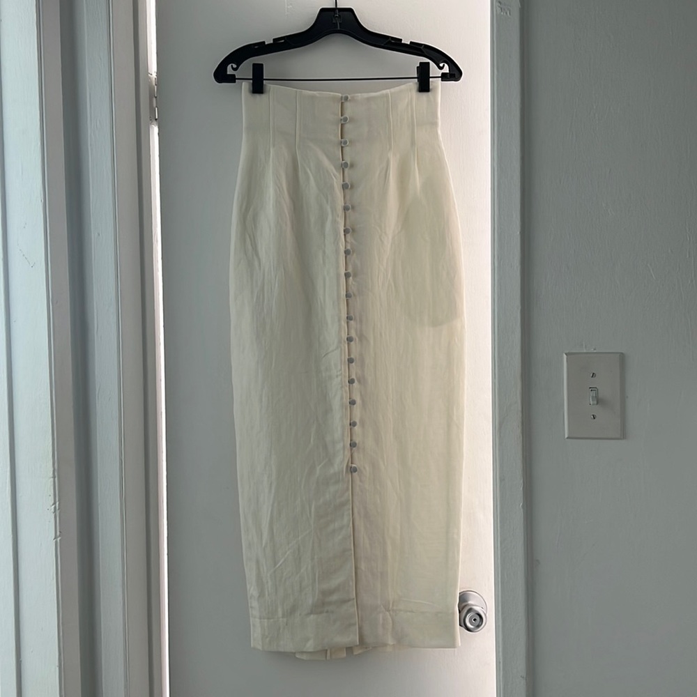 White vintage linen maxi skirt